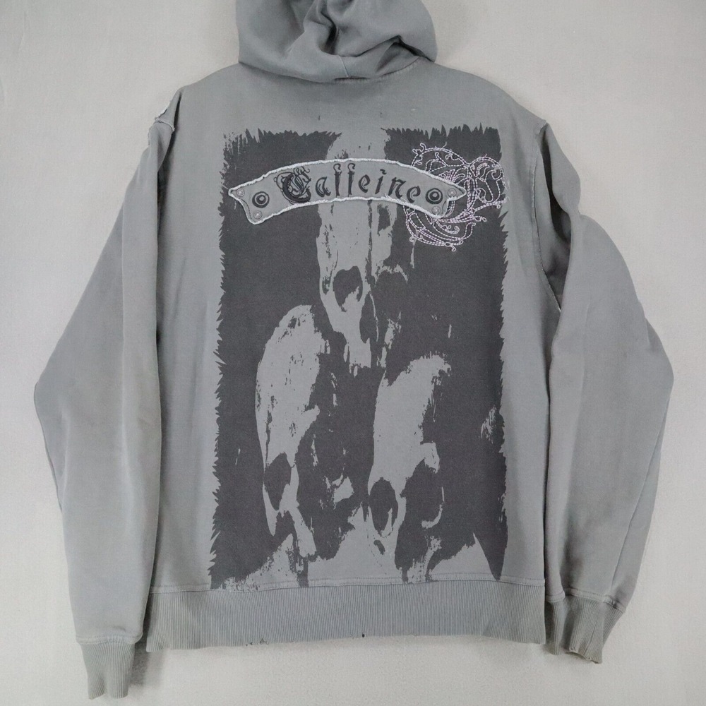 Vintage Caffeine Original NYC Full Zip Hoodie Sz L Rave Y2K 2000s Skater